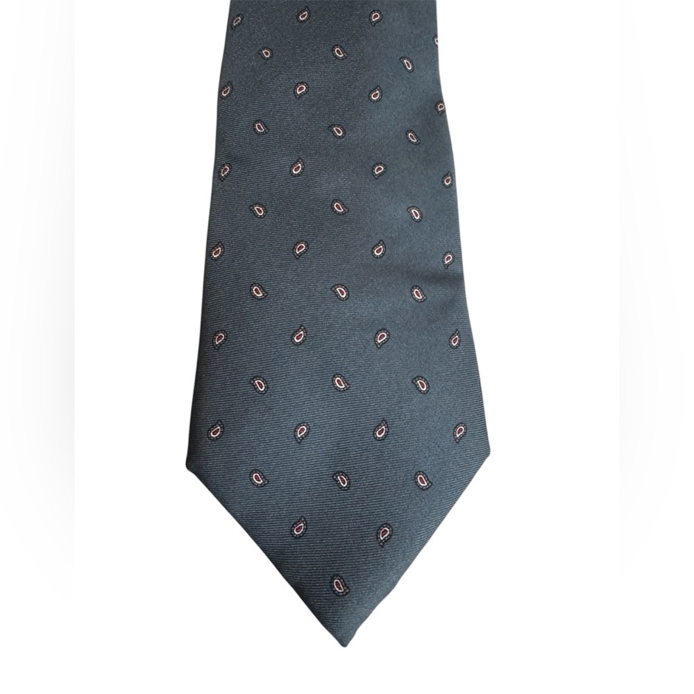 Vintage Christian Dior gray silk tie with paisley print